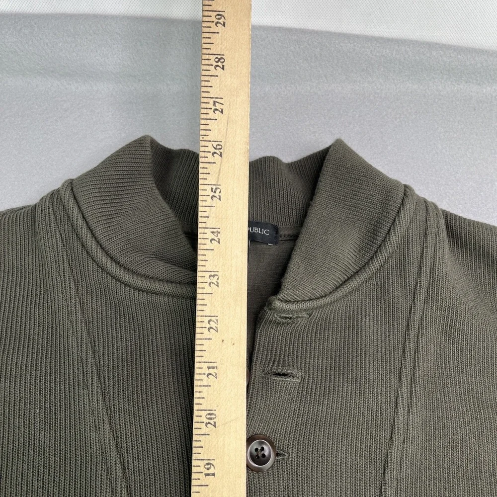 Banana Republic Sweater Pullover Earth Green 100% Cotton Men's Large 1/4 Button